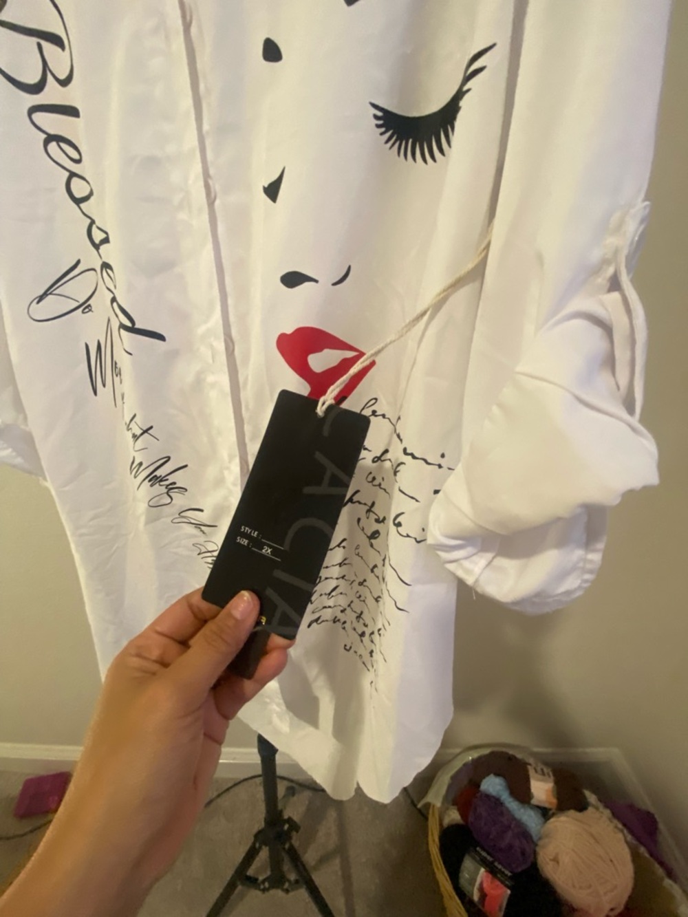 Marc New York Black and White Damask Knit Top